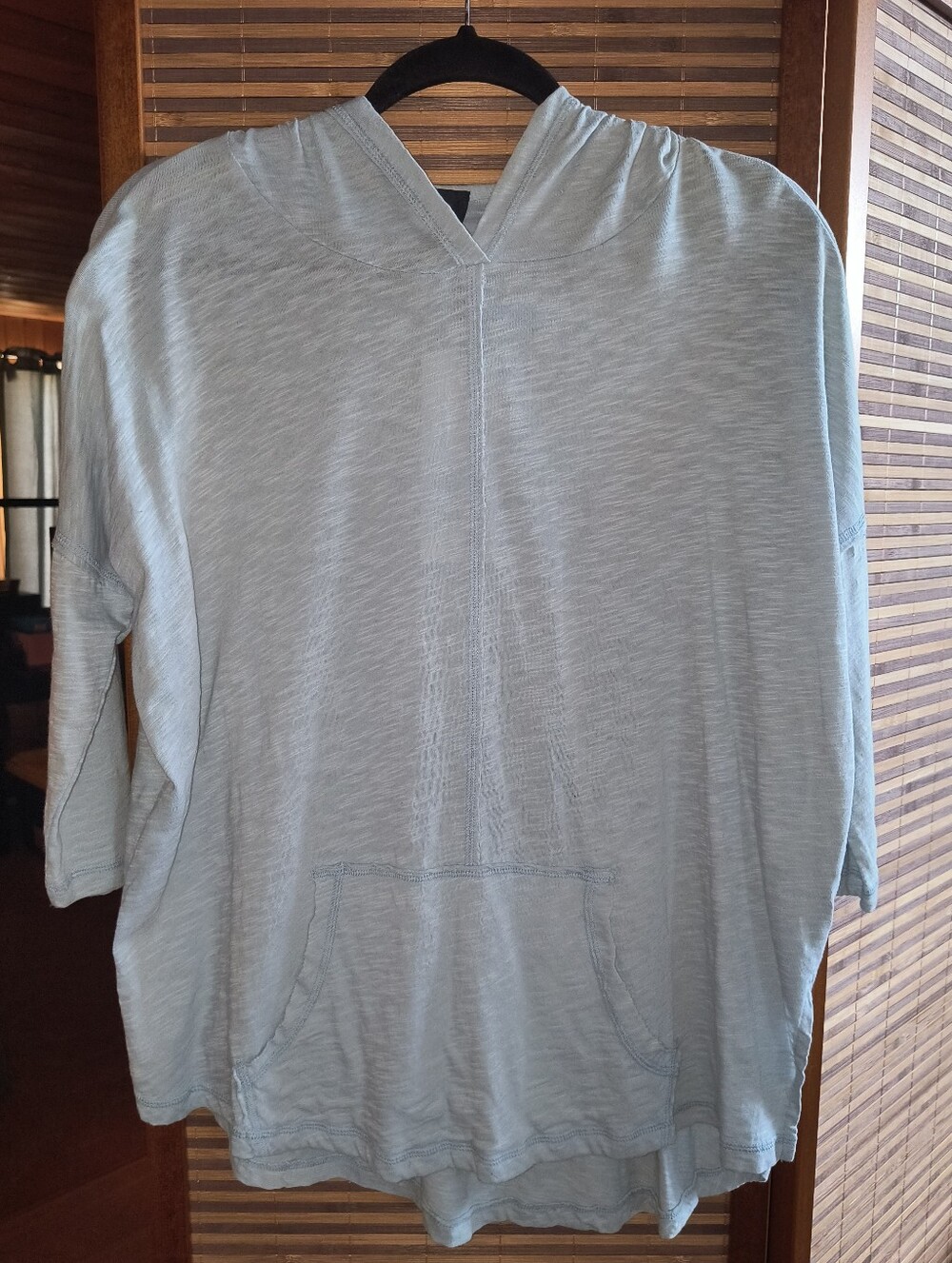 bobi Pale Gray Hooded Crewneck Pullover